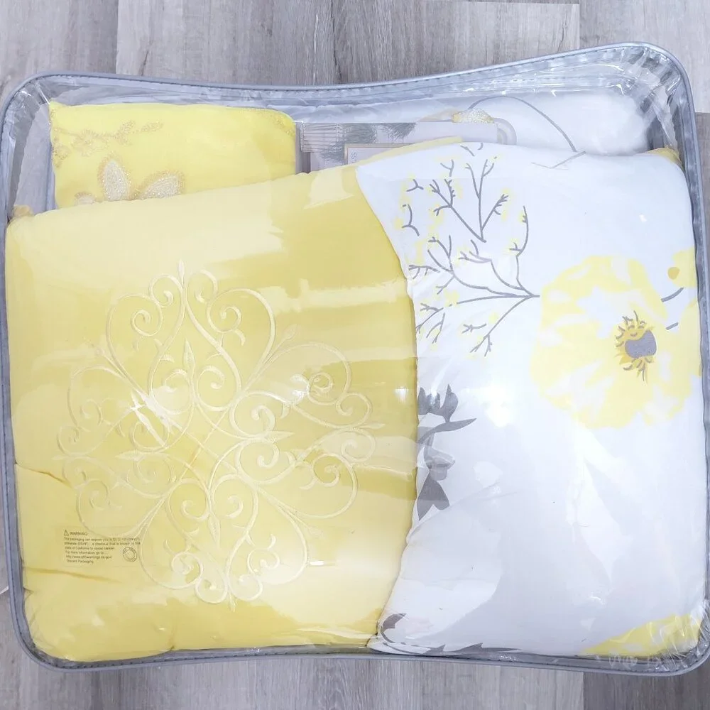 Premius Grace 7 Piece Oversized Comforter Set, Yellow